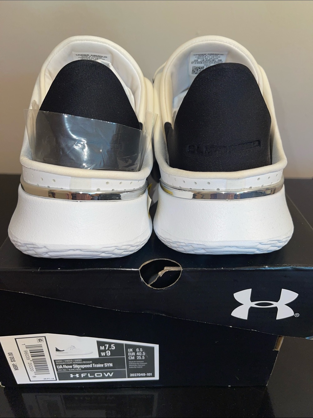 🗣️BRAND NEW! NEVER WORN! Women’s Under Armour White and Black Slip-On Sneakers - Picture 3 of 6
